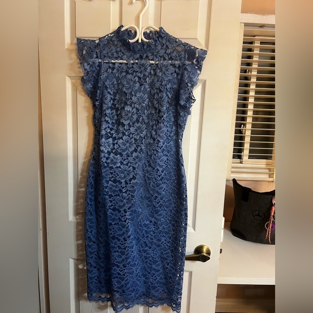 Blue Lace Midi Dress